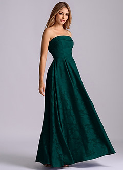 Azazie Lucienne Bridesmaid Dresses Pine A-Line Strapless Floral Burnout Dress image1