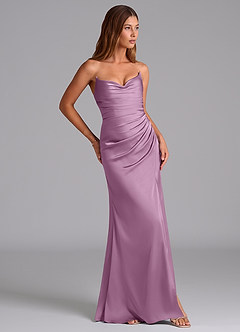 Azazie Claudelle Suknie dla druhen Syrena Bez ramiączek Satyna elastyczna Do ziemi Sukienka image4