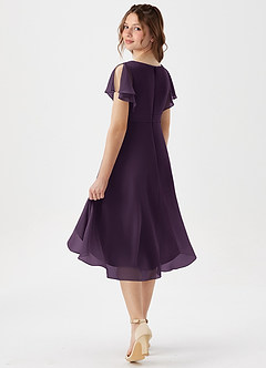 Azazie Graciela Junior Plum A-Line Pleated Chiffon Dress image6