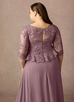 Azazie Averie vestidos de madre de la novia Vestido de Rosa Polvorienta de Gasa de Corte En A con Cuello barco Lentejuelas image14