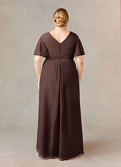 Azazie Morning Glory Mother of the Bride Dresses Ganache A-Line V-Neck Ruched Chiffon Dress image6