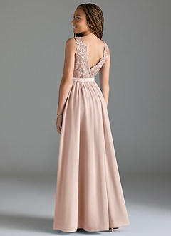 Azazie Elly Junior Abito A-Line in Chiffon Pizzo Petalo Di Rosa image5