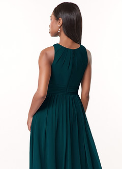 Azazie Harper Bridesmaid Dresses Pine A-Line Pleated Chiffon Dress image4