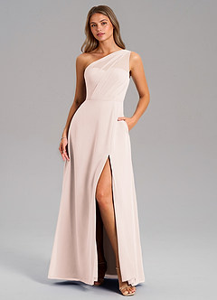 Azazie Phaedra Bridesmaid Dresses Rose Petal A-Line One Shoulder Chiffon Dress image1