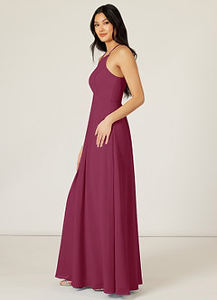 Azazie Sarah Bridesmaid Dresses Mulberry Empire Pleated Chiffon Dress image3