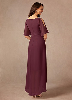 Azazie Pascual Mother of the Bride Dresses Cabernet A-Line Pleated Chiffon Dress image2