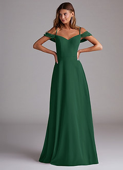 Azazie Marley Bridesmaid Dresses Dark Green A-Line Off the Shoulder Chiffon Convertible Dress image4