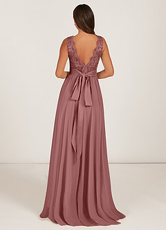 Azazie Gertrude Bridesmaid Dresses Desert Rose A-Line Lace Chiffon Dress image2