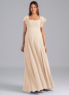 Azazie Bondi Maternity Bridesmaid Dresses A-Line Ruched Chiffon Floor-Length Dress image3