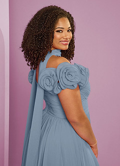 Barbie ♥ Azazie Bridesmaid Dresses Dusty Blue A-Line Off the Shoulder Chiffon Convertible Dress image11