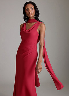 Azazie Linelle Bridesmaid Dresses Scarlet Mermaid Pleated Chiffon Dress image7