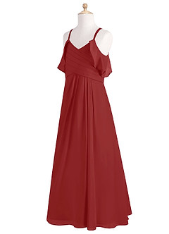 Azazie Dakota Junior Jurk van Chiffon met A-Lijn Off the Shoulder Roest image10