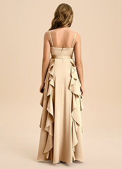 Azazie Peyton Junior Vestido de Champán de Satén Elástico de Corte en A con Plisado image2