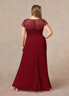 Azazie Silvia Abiti per la Madre della Sposa Abito A-Line in Chiffon Pizzo Borgogna image8