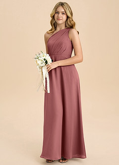 Azazie Phaedra Junior Jurk van Chiffon met A-Lijn Geplooid Amethist image5