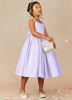Azazie Cutie Pie Flower Girl Dresses A-Line Pleated Matte Satin Dress image1