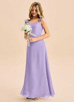 Azazie Mavie Junior Abito A-Line in Chiffon Increspato Lilla image1