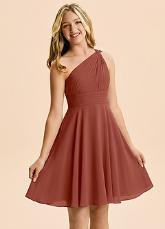 Azazie Charlize Junior Auburn A-Line Pleated Chiffon Dress image5
