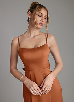 Azazie Zherra 신부 들러리 드레스 인어 절하다 스트레치 새틴 바닥 길이 드레스 image3