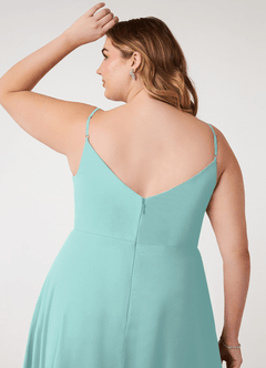 Azazie Daenerys Bridesmaid Dresses Aqua A-Line Cowl Chiffon Dress image12