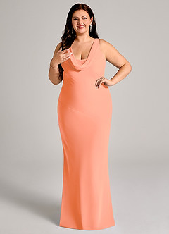 Azazie Rylina Brudtärnklänningar Klä av Sjöjungfru i Chiffong Plisserad Solnedgång image10