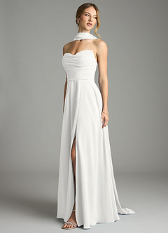 Azazie Ayla Abiti da Damigella Abito A-Line in Chiffon Scollo a Cuore Bianco image9