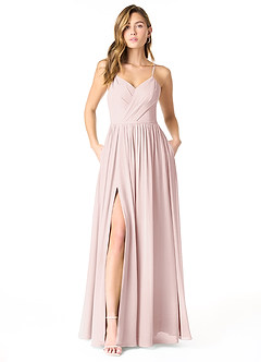 Azazie Cora Bridesmaid Dresses Blushing Pink A-Line Pleated Chiffon Dress image1
