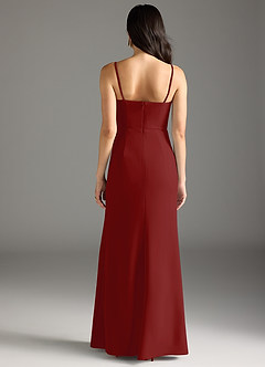 Azazie Rhoda Final Sale Terracotta Sheath Pleated Stretch Crepe Dress image6