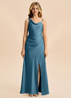 Azazie Abby Junior Robe Trapèze en Satin extensible Plissée Bermude image5