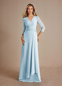 Azazie Mayfield Kleider für die Brautmutter A-Linie Plissee Chiffon Kleid Himmelblau image1