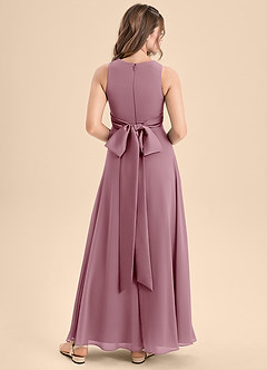 Azazie Lilenne Junior Vintage Mauve A-Line Bow Chiffon Dress image2