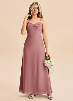 Azazie Jordyn Junior A-Linie Herzausschnitt Chiffon Kleid Wüstenrose image5