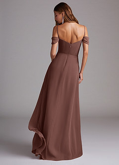 Azazie Marley Bridesmaid Dresses Espresso A-Line Off the Shoulder Chiffon Convertible Dress image2