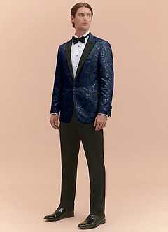 front Joseph Dunkelmarine Formelles Jacquard-Smokingjackett mit spitzem Revers