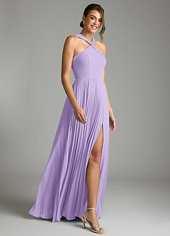 Azazie Afra Bridesmaid Dresses Lilac A-Line Pleated Chiffon Dress image3