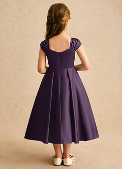 Azazie Yosemite Jurken voor bloemenmeisjes Baljurk Jurk van Mat Satijn Sweetheart Halslijn Pruim image2