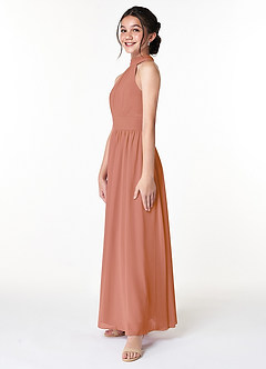 Azazie Iman Junior MAI TAI A-Line Pleated Chiffon Dress image5