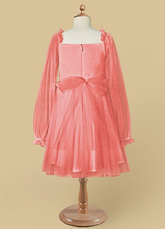 Azazie Aya Flower Girl Dresses Coral A-Line with Sleeves Tulle Dress image7