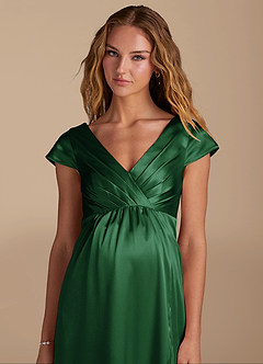 Azazie Allessia Maternity Bridesmaid Dresses A-Line Metallic Satin Floor-Length Dress image7
