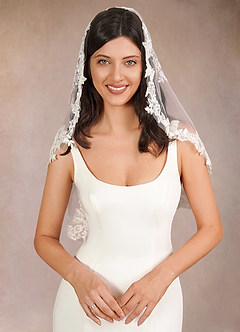front Diamond and Lace Elbow Veil