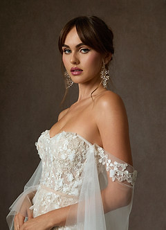 Azazie Wynery Abiti da Sposa Abito Principessa in Pizzo a Spalla Scoperta Diamante Bianco Nudo image6