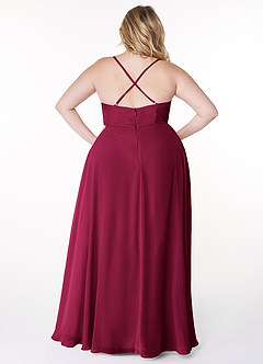 Azazie Naeem Bridesmaid Dresses Burgundy A-Line V-Neck Ruffle Chiffon Dress image8