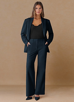 front Marina Bleu Marine Pantalon droit en tissu raffiné