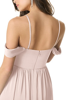 Azazie Morana Bridesmaid Dresses Blushing Pink A-Line Off the Shoulder Stretch Satin Convertible Dress image8