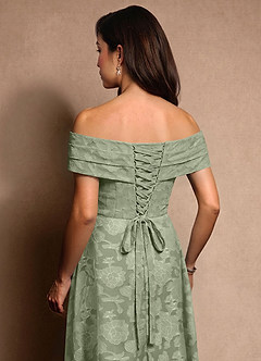 Azazie New Britain Mother of the Bride Dresses Agave A-Line Pleated Floral Burnout Dress image7