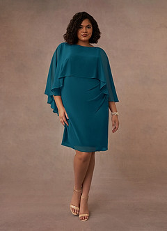 Azazie Mirra Mother of the Bride Dresses Ink Blue Sheath Scoop Pleated Chiffon Dress image7