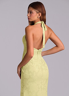 Azazie Valerie Vestidos de damas de honor Vestido de Sorbete De Limón de Devorado Floral de Corte Sirena con Plisado image2