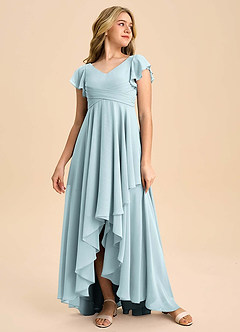 Azazie Caria Junior Mist A-Line Pleated Chiffon Dress image3