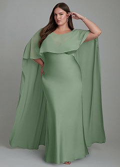 Azazie Stefania Brautjungfernkleider A-Linie Stretch-Satin Kleid Matcha image7