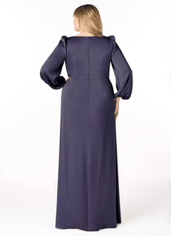 Azazie Mel Bridesmaid Dresses Stormy Sheath Long Sleeve Stretch Satin Dress image8